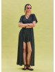 Flounce Sleeve Shorts Detailed Anthracite Women's Jumpsuit 4488